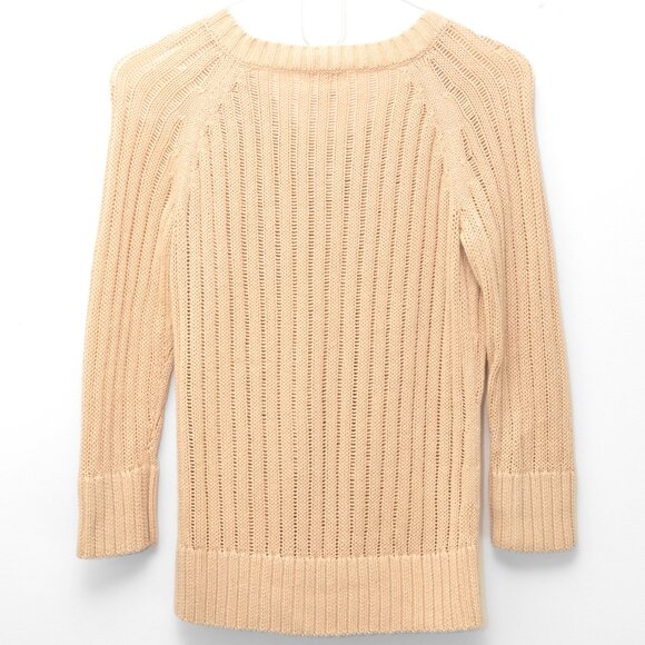 Sundance Cardigan Sweater Linen Cotton 3/4 Sleeve Knit Beige Yellow Size Small - Picture 2 of 5